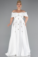 Robe De Soirée Grande Taille Satin Longue Blanc ABU4998