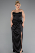 Robe De Soirée Grande Taille Longue Satin Noir ABU5179