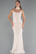 Robe de Soirée Longue Beige ABU5216