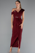 Robe de Cérémonie Midi Rouge Bordeaux ABK2423