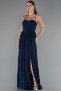 Robe de Soirée Longue Mousseline Bleu Marine ABU5223