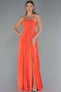 Robe de Soirée Longue Mousseline Orange ABU5223