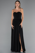 Robe de Soirée Longue Mousseline Noir ABU5223