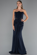 Robe de Soirée Longue Bleu Marine ABU5227