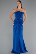 Robe de Soirée Longue Bleu Saxe ABU5227