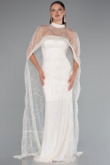 Robe De Soirée Perlé Longue Blanc ABU5141