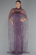 Robe De Soirée Perlé Longue Lavande ABU5141