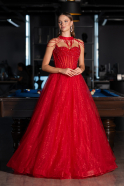 Robe de Fiançailles Design Personnalisé Longue Rouge ABU6147