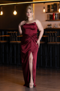 Robe De Soirée Grande Taille Longue Satin Rouge Bordeaux ABU5179