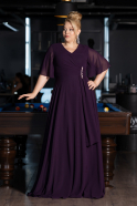 Robe de Soirée Grande Taille Longue Mousseline Violet ABU5180