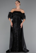 Robe de Soirée Longue Perlé Noir ABU5234