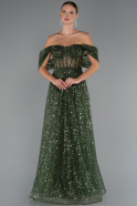 Robe De Soirée Longue Kaki ABU5226
