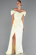 Robe De Fiançaille Satin Longue Jaune ABU1606