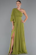 Robe Grande Taille Longue Mousseline Pistache vert ABU5260