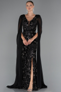 Robe de Soirée Longue Perlé Noir ABU5248