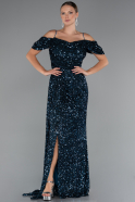 Robe De Soirée Grande Taille Longue Vert Pétrole ABU5232