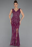 Robe De Soirée Grande Taille Longue Prune ABU4717