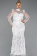 Robe De Fiançailles Grande Taille Longue Blanc ABU4527