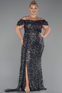 Robe De Soirée Grande Taille Longue Anthracite ABU5232