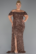 Robe De Soirée Grande Taille Longue Cuivre ABU5232