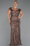 Robe De Soirée Grande Taille Longue Brun ABU5182
