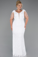 Robe De Fiançailles Grande Taille Longue Blanc ABU4821