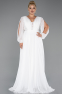 Robe Grande Taille Longue Mousseline Blanc ABU5276