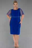 Robe De Invitation Grande Taille Midi Bleu Saxe ABK2381