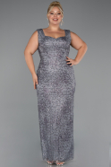 Robe Grande Taille Perlé Longue Anthracite ABU5190