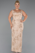 Robe Grande Taille Perlé Longue Or ABU5190