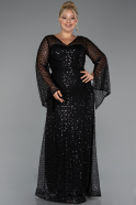 Robe De Soirée Grande Taille Longue Perlé Noir ABU5243