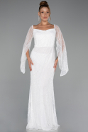 Robe De Soirée Perlé Longue Blanc ABU5066