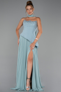 Robe de Soirée Longue Mousseline Turquoise ABU5280