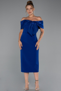 Robe De Soirée Midi Bleu Saxe ABK2263