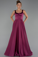 Robe De Soirée Satin Longue Prune ABU5136