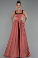 Robe De Soirée Satin Longue Marron clair ABU5136