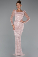 Robe De Soirée Perlé Longue Poudre ABU5165