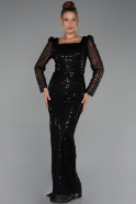 Robe De Soirée Perlé Longue Noir ABU5165