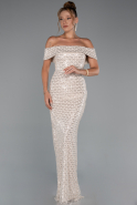 Robe De Soirée Longue Beige ABU5186