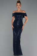 Robe De Soirée Longue Bleu Marine ABU5186