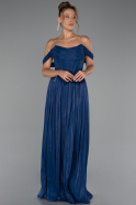 Robe de Cérémonie Longue Mousseline Bleu Marine ABU5283