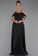 Robe de Cérémonie Longue Mousseline Noir ABU5283