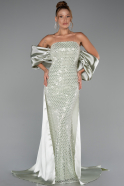 Robe De Soirée Perlé Longue Menthe ABU5169