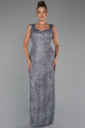 Robe De Soirée Perlé Longue Anthracite ABU5187