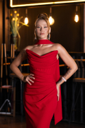 Robe De Soirée Longue Rouge ABU5216