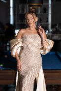 Robe De Soirée Perlé Longue Or ABU5169