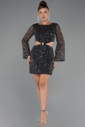 Robe De Soirée Courte Squameuse Noir ABK2438