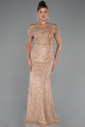 Robe De Soirée Perlé Longue Or ABU5183