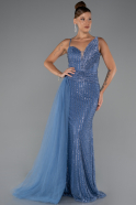 Robe de Soirée Longue Perlé Indigo ABU5297