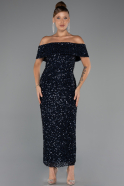Robe De Soirée Midi Bleu Marine ABK2440